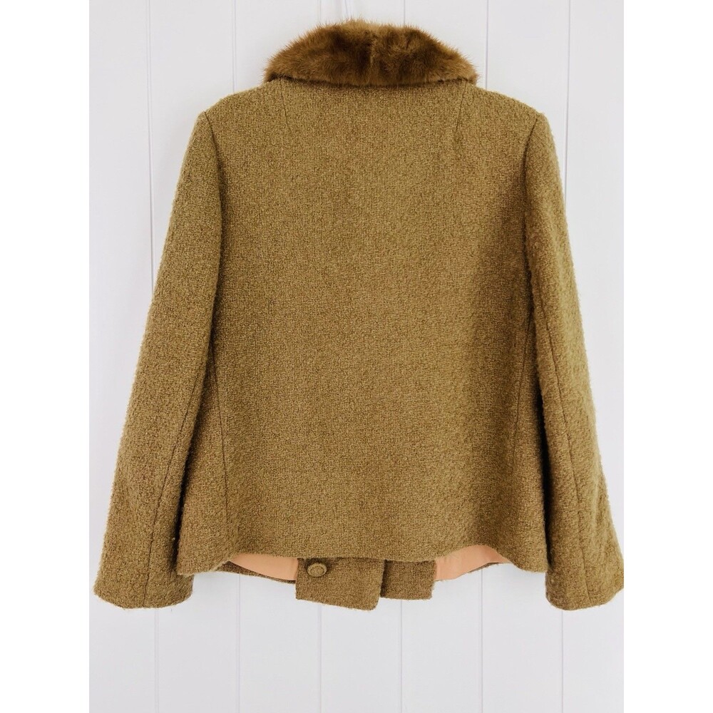 Vintage *Betty Rose* Brown Fur Trim 60s 70s Tweed Dress Jacket Size 14 - Picture 9 of 9